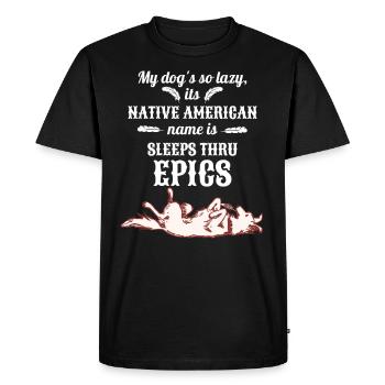Lazy Dog Sleeps Thru Epics - Men's Premium Organic T-Shirt - black - Front - Nico (187cm)