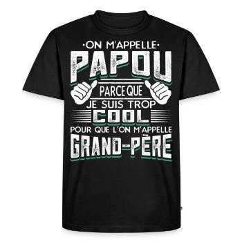 Papou Fete Des Grand Pères Papy - T-shirt Premium bio Homme - noir - Devant - Nico (187cm)