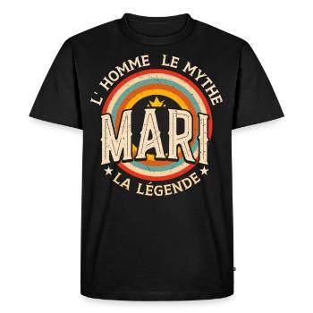 Mari L'Homme Le Mythe La Légende - T-shirt Premium bio Homme - noir - Devant - Nico (187cm)