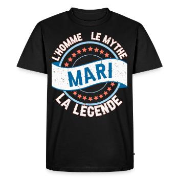 Mari L'Homme Le Mythe La Légende - T-shirt Premium bio Homme - noir - Devant - Nico (187cm)