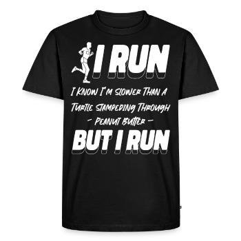 Running Runner Semi-Marathon I Run - T-shirt Premium bio Homme - noir - Devant - Nico (187cm)