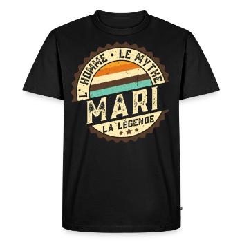 Mari L'Homme Le Mythe La Légende - T-shirt Premium bio Homme - noir - Devant - Nico (187cm)