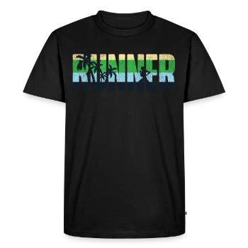 Running Runner Half Marathon Retro - Men's Premium Organic T-Shirt - black - Front - Nico (187cm)