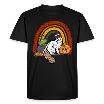 Cute Turkish Van Halloween Cat - Men's Premium Organic T-Shirt - black - Front - Nico (187cm)