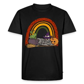 Cute Chartreux Carthusian Halloween Cat - Men's Premium Organic T-Shirt - black - Front - Nico (187cm)