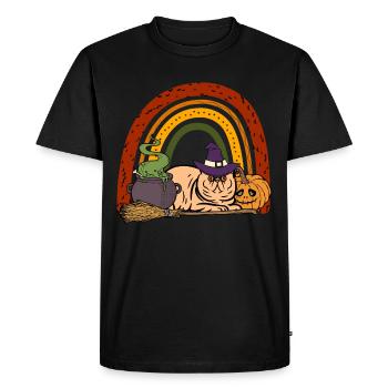 Chat exotique à poil court Chat d’Halloween - T-shirt Premium bio Homme - noir - Devant - Nico (187cm)