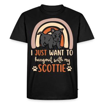 Mignon Scottish Terrier amoureux des chiots kawaii - T-shirt Premium bio Homme - noir - Devant - Nico (187cm)