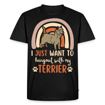 Mignon Cairn Terrier amoureux des chiots kawaii - T-shirt Premium bio Homme - noir - Devant - Nico (187cm)