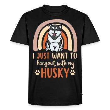 Mignon chiot Husky Kawaii - T-shirt Premium bio Homme - noir - Devant - Nico (187cm)