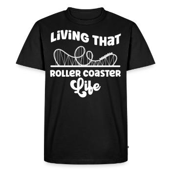 Montagnes russes Vivre ce rouleau - T-shirt Premium bio Homme - noir - Devant - Nico (187cm)
