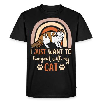 Mignon chat américain Curl - T-shirt Premium bio Homme - noir - Devant - Nico (187cm)