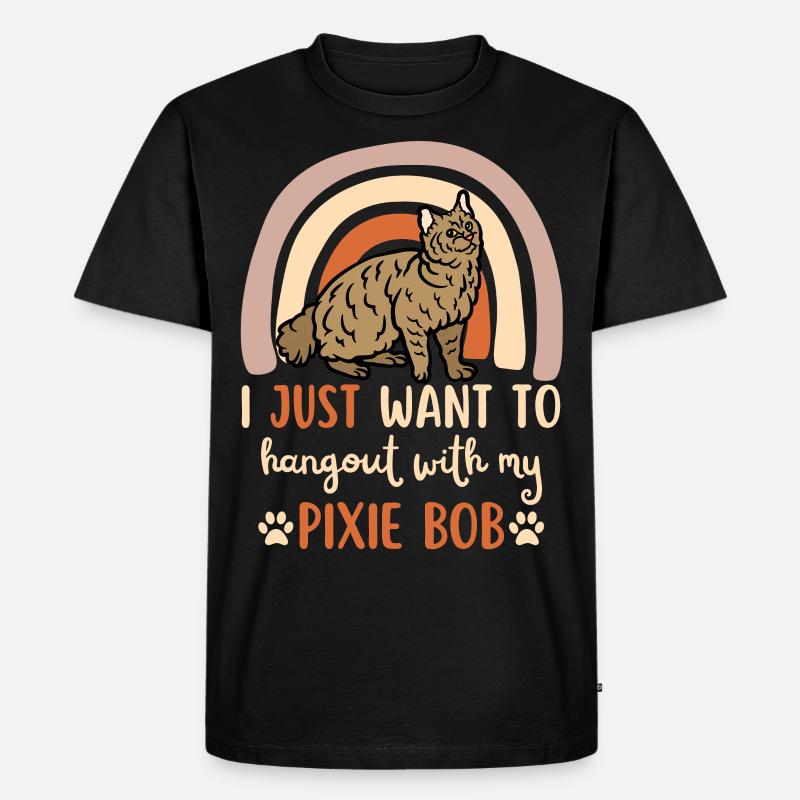 Süße Pixie Bob Katze - Männer Premium Bio T-Shirt - Schwarz