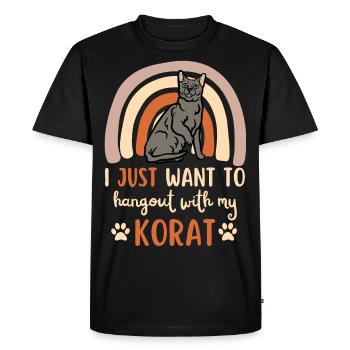 Cute Korat Cat - Men's Premium Organic T-Shirt - black - Front - Nico (187cm)