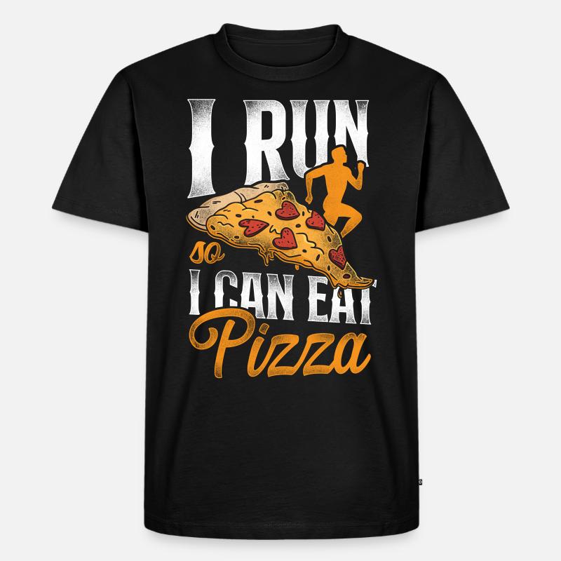 Running Runner Half Marathon Pizza - Männer Premium Bio T-Shirt - Schwarz