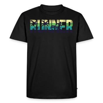 Running Runner Half Marathon Retro - Men's Premium Organic T-Shirt - black - Front - Nico (187cm)