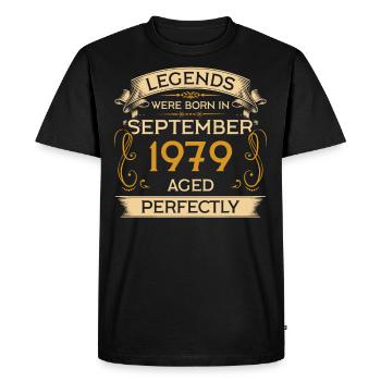 Les légendes d’anniversaire sont nées en septembre 1979 - T-shirt Premium bio Homme - noir - Devant - Nico (187cm)