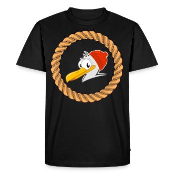 Seagull with wool hat for sailors boaters captains - Men's Premium Organic T-Shirt - black - Front - Nico (187cm)