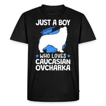 Le garçon d’ovcharka aime le chien caucasien - T-shirt Premium bio Homme - noir - Devant - Nico (187cm)