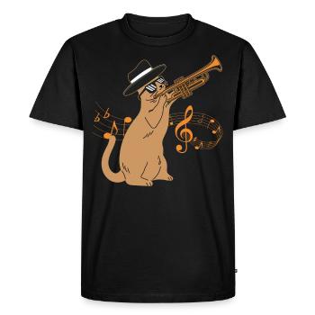 Trompettiste Cat Jazz Vintage - T-shirt Premium bio Homme - noir - Devant - Nico (187cm)