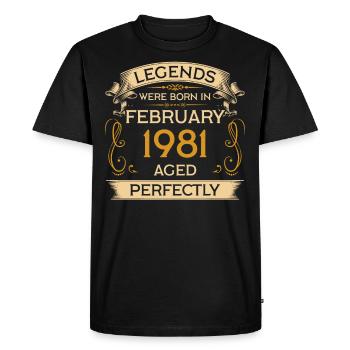 Les légendes d’anniversaire sont nées en février 1981 - T-shirt Premium bio Homme - noir - Devant - Nico (187cm)
