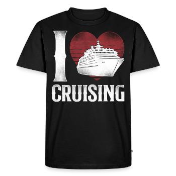 Bateau de croisière Vacances Coeur Vintage - T-shirt Premium bio Homme - noir - Devant - Nico (187cm)