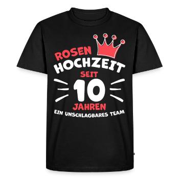 Rosenhochzeit 10 Jahre Verheiratet Hochzeitstag - Männer Premium Bio T-Shirt - Schwarz - Vorne - Nico (187cm)