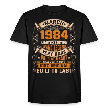 Birthday Legends 100% Original March 1984 - Men's Premium Organic T-Shirt - black - Front - Nico (187cm)