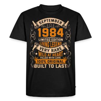 Birthday Legends 100% Original September 1984 - Men's Premium Organic T-Shirt - black - Front - Nico (187cm)
