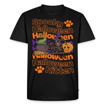 European Shorthair Cat Halloween Spooky cat - Men's Premium Organic T-Shirt - black - Front - Nico (187cm)