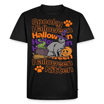 Chat d’Halloween bleu russe Spooky Halloween Cat - T-shirt Premium bio Homme - noir - Devant - Nico (187cm)