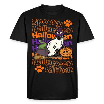 Halloween Chat siamois Siam Spooky Halloween Cat - T-shirt Premium bio Homme - noir - Devant - Nico (187cm)