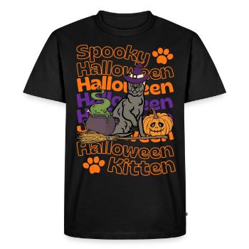 Korat Halloween Katze Spooky Halloween Cat - Men's Premium Organic T-Shirt - black - Front - Nico (187cm)