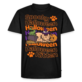 Chat exotique à poil court Chat d’Halloween - T-shirt Premium bio Homme - noir - Devant - Nico (187cm)