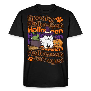 Samoyed Halloween Chien Spooky Halloween Samoyède - T-shirt Premium bio Homme - noir - Devant - Nico (187cm)