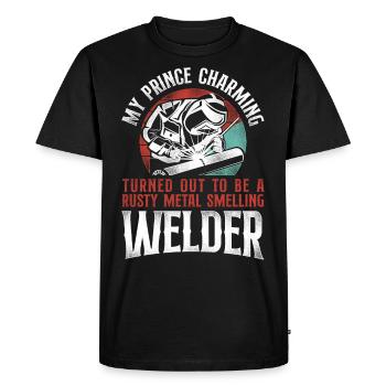 Welder Welding Girlfriend Vintage - Men's Premium Organic T-Shirt - black - Front - Nico (187cm)