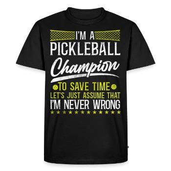 Pickleball Je suis un Pickleball - T-shirt Premium bio Homme - noir - Devant - Nico (187cm)