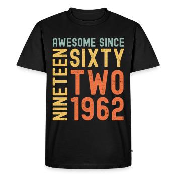 Awesome since 1962 Birthday Gift Year - Men's Premium Organic T-Shirt - black - Front - Nico (187cm)