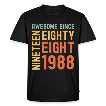 Awesome since 1988 Birthday Gift Year - Men's Premium Organic T-Shirt - black - Front - Nico (187cm)