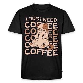 Cat Coffee kawaii Cat Cafe - Men's Premium Organic T-Shirt - black - Front - Nico (187cm)