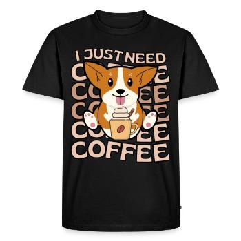 Sweet Welsh Corgi Coffee Dog Cafe kawaii - T-shirt Premium bio Homme - noir - Devant - Nico (187cm)