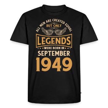 Birthday The Legends were born in September 1949 g - Men's Premium Organic T-Shirt - black - Front - Nico (187cm)