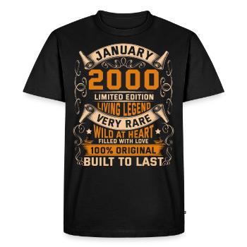 Birthday Legends 100% Original January 2000 - Men's Premium Organic T-Shirt - black - Front - Nico (187cm)