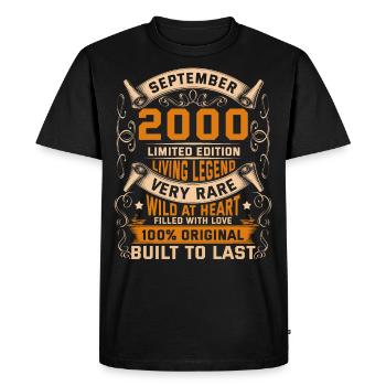 Birthday Legends 100% Original September 2000 - Men's Premium Organic T-Shirt - black - Front - Nico (187cm)