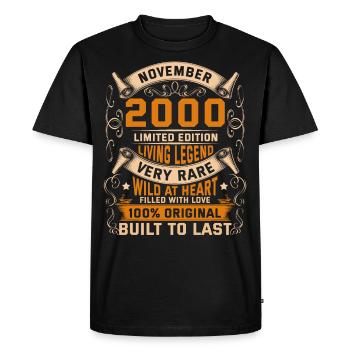Birthday Legends 100% Original November 2000 - Men's Premium Organic T-Shirt - black - Front - Nico (187cm)