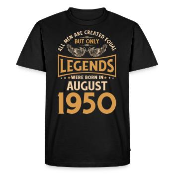 Anniversaire Les légendes étaient gebo en août 1950 - T-shirt Premium bio Homme - noir - Devant - Nico (187cm)