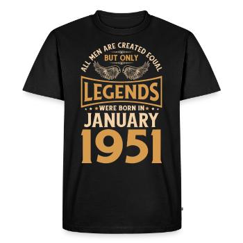 Anniversaire Les légendes ont été gebo en janvier 1951 - T-shirt Premium bio Homme - noir - Devant - Nico (187cm)