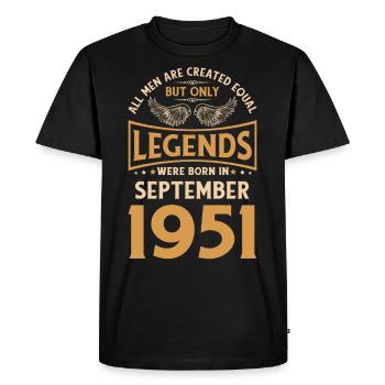 Birthday The Legends were born in September 1951 g - Men's Premium Organic T-Shirt - black - Front - Nico (187cm)