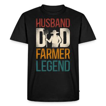 Farming Farmer Dad Father Tractor - Men's Premium Organic T-Shirt - black - Front - Nico (187cm)