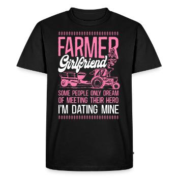 Farming Farmer Girl Tractor Farmer - Men's Premium Organic T-Shirt - black - Front - Nico (187cm)