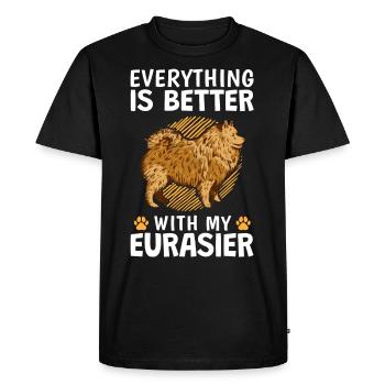 Tout va mieux avec un chien eurasien - T-shirt Premium bio Homme - noir - Devant - Nico (187cm)